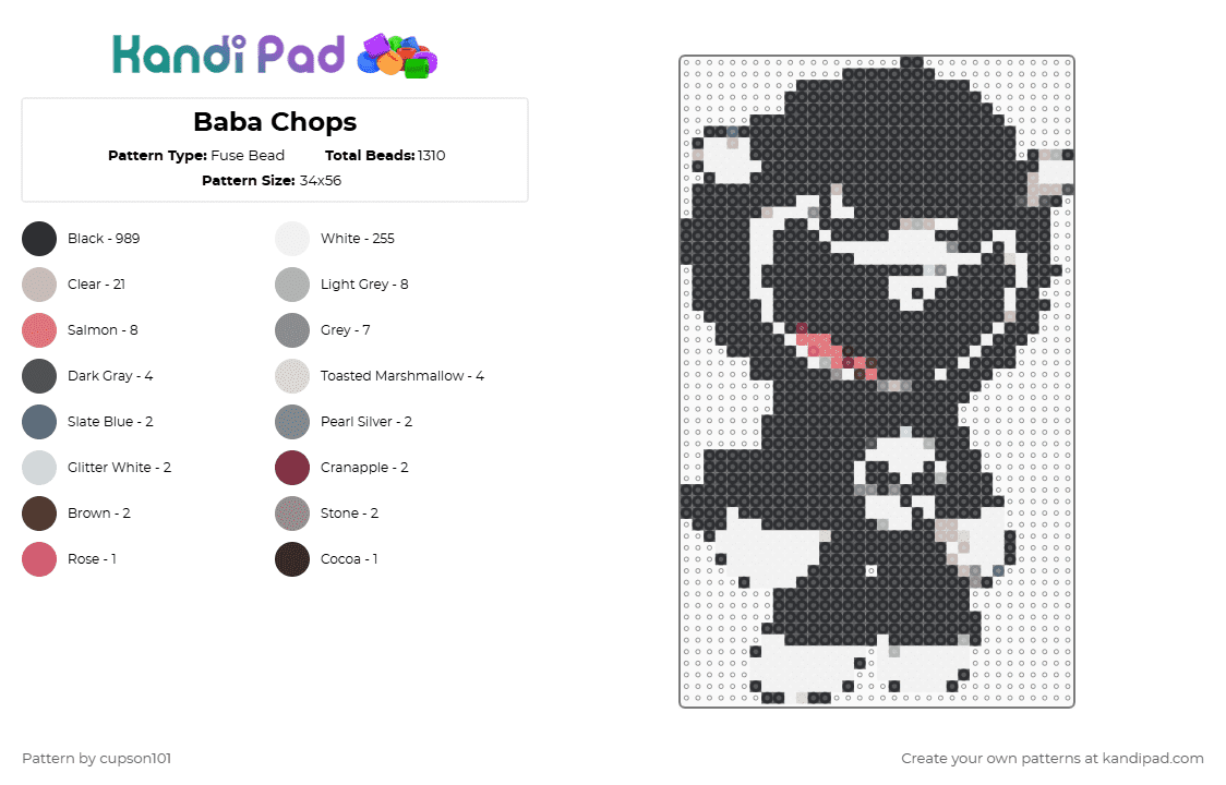 Baba Chops - Fuse Bead Pattern by cupson101 on Kandi Pad - 