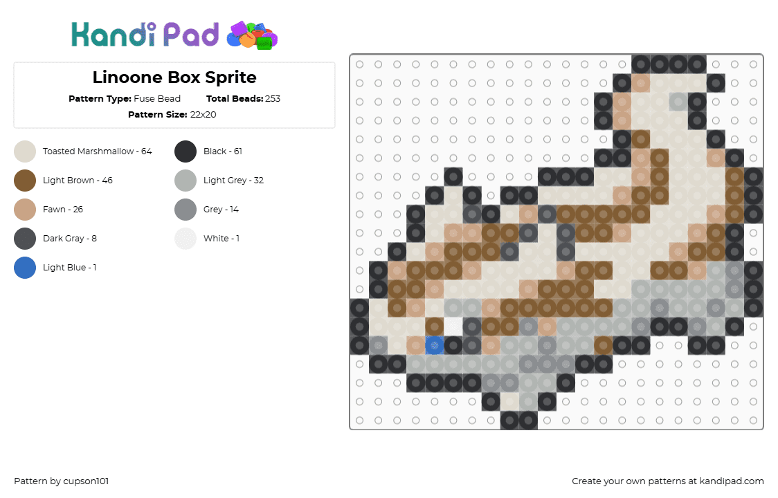 Linoone Box Sprite - Fuse Bead Pattern by cupson101 on Kandi Pad - beige,tan