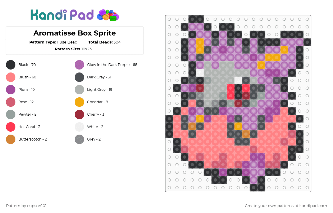 Aromatisse Box Sprite - Fuse Bead Pattern by cupson101 on Kandi Pad - red,pink