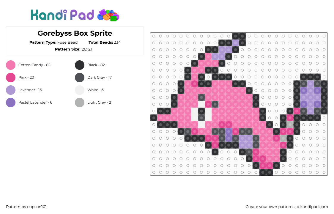 Gorebyss Box Sprite - Fuse Bead Pattern by cupson101 on Kandi Pad - pink