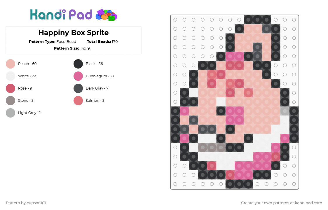 Happiny Box Sprite - Fuse Bead Pattern by cupson101 on Kandi Pad - beige