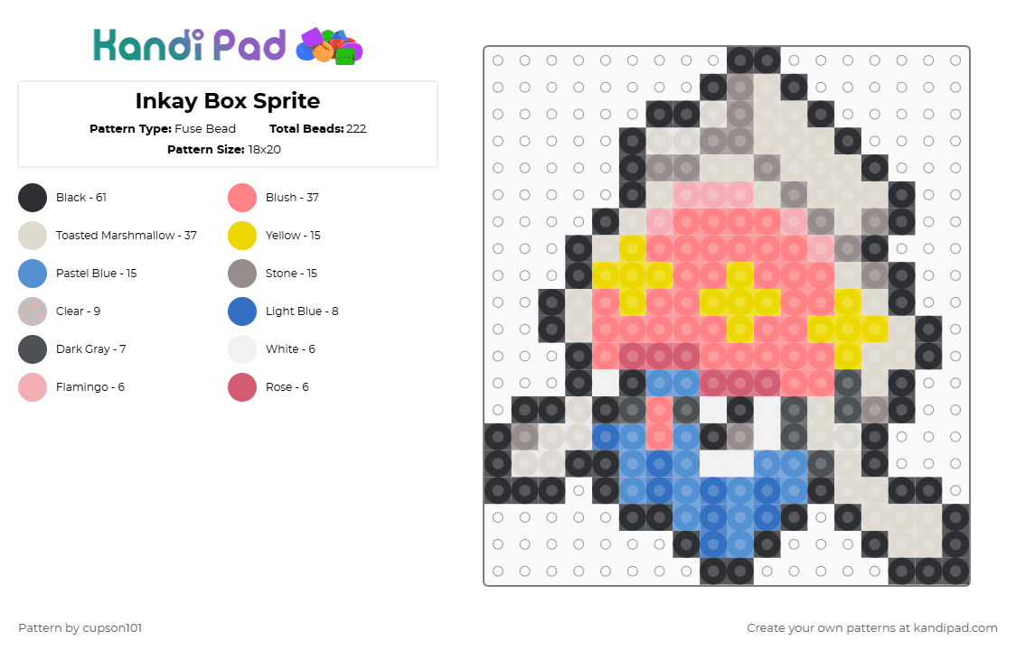Inkay Box Sprite - Fuse Bead Pattern by cupson101 on Kandi Pad - 