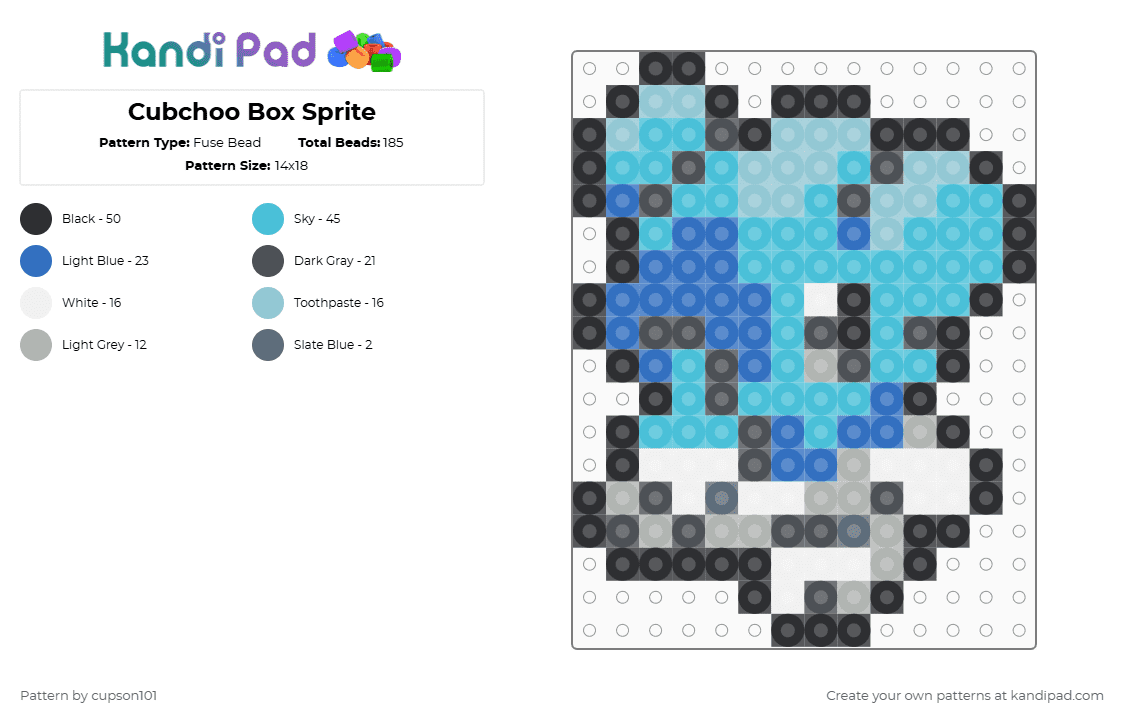 Cubchoo Box Sprite - Fuse Bead Pattern by cupson101 on Kandi Pad - light blue