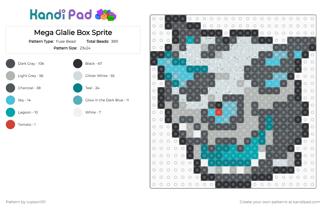 Mega Glalie Box Sprite - Fuse Bead Pattern by cupson101 on Kandi Pad - beige, gray