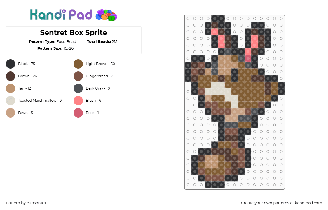 Sentret Box Sprite - Fuse Bead Pattern by cupson101 on Kandi Pad - tan,brown,beige