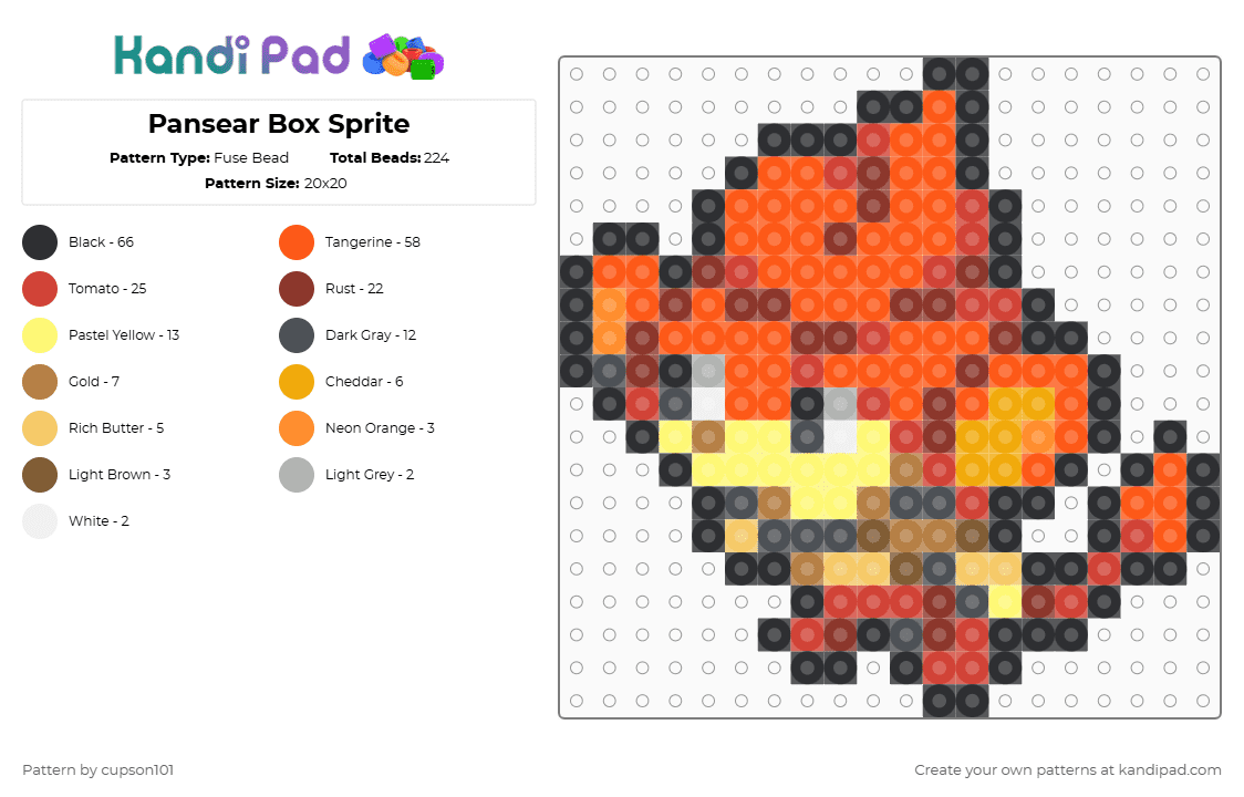 Pansear Box Sprite - Fuse Bead Pattern by cupson101 on Kandi Pad - orange,red