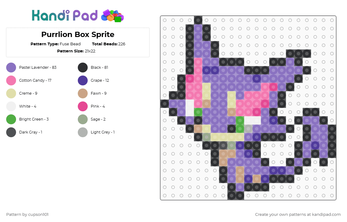 Purrloin Box Sprite - Fuse Bead Pattern by cupson101 on Kandi Pad - pink,blue