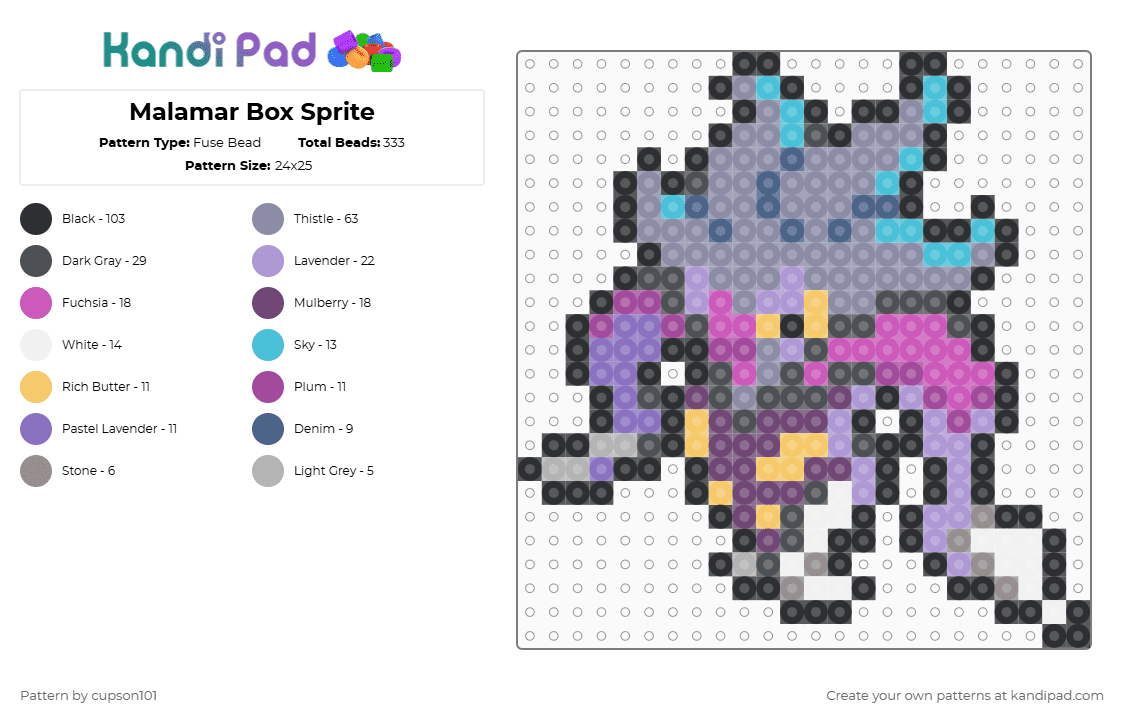 Malamar Box Sprite - Fuse Bead Pattern by cupson101 on Kandi Pad - gray,pink