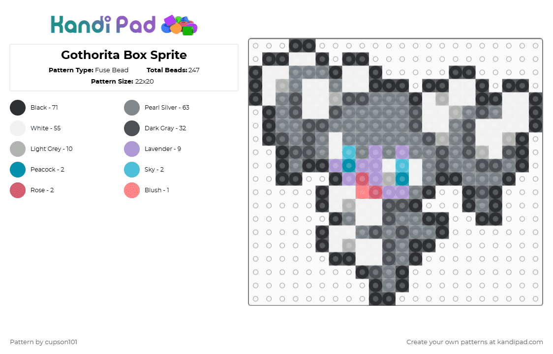 Gothorita Box Sprite - Fuse Bead Pattern by cupson101 on Kandi Pad - gray