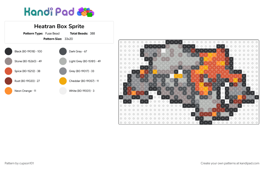 Heatran Box Sprite - Fuse Bead Pattern by cupson101 on Kandi Pad - gray