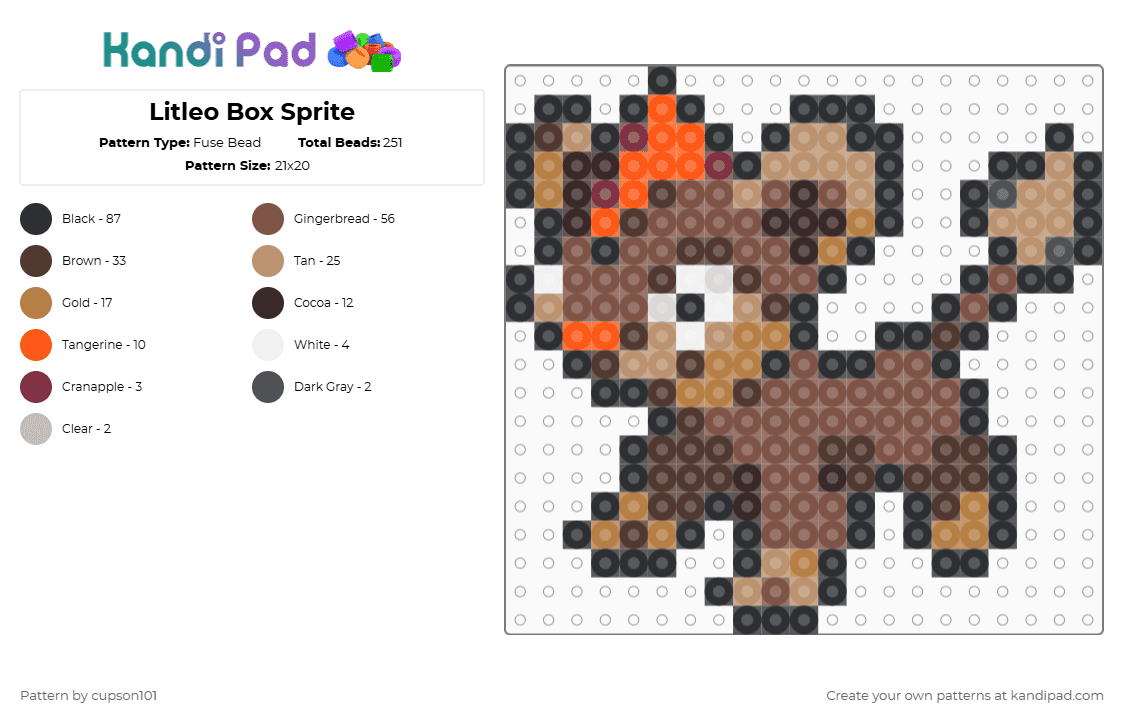 Litleo Box Sprite - Fuse Bead Pattern by cupson101 on Kandi Pad - brown,tan
