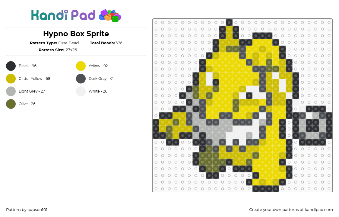Hypno Box Sprite - Fuse Bead Pattern by cupson101 on Kandi Pad - yellow