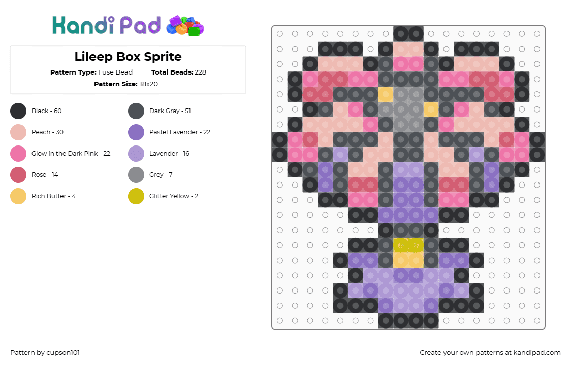 Lileep Box Sprite - Fuse Bead Pattern by cupson101 on Kandi Pad - gray,pink,beige