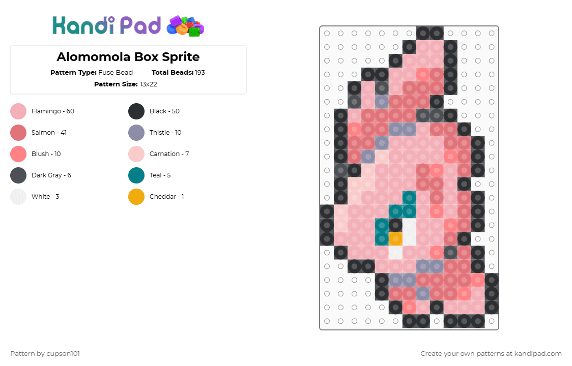 Alomomola Box Sprite - Fuse Bead Pattern by cupson101 on Kandi Pad - beige,red