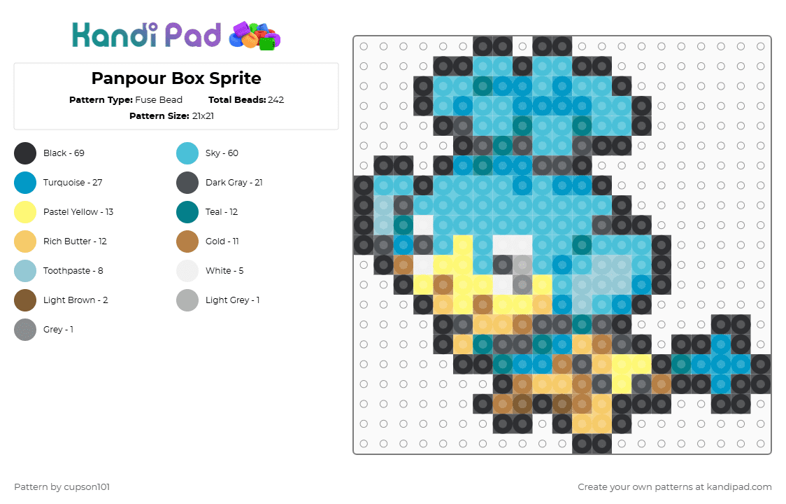 Panpour Box Sprite - Fuse Bead Pattern by cupson101 on Kandi Pad - light blue