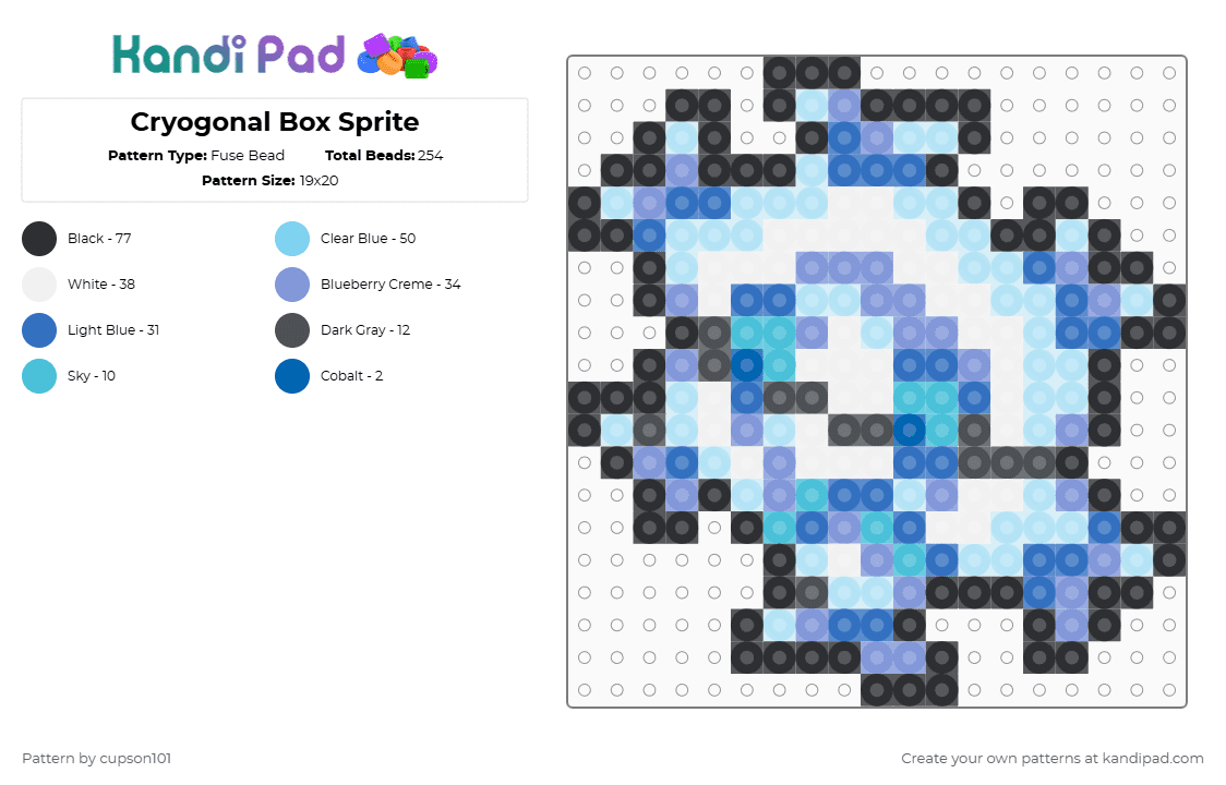 Cryogonal Box Sprite - Fuse Bead Pattern by cupson101 on Kandi Pad - light blue