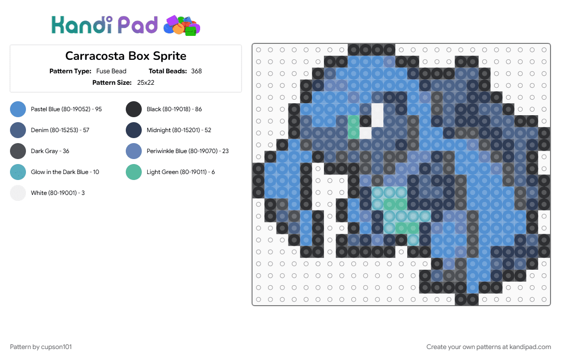 Carracosta Box Sprite - Fuse Bead Pattern by cupson101 on Kandi Pad - blue, light blue, purple