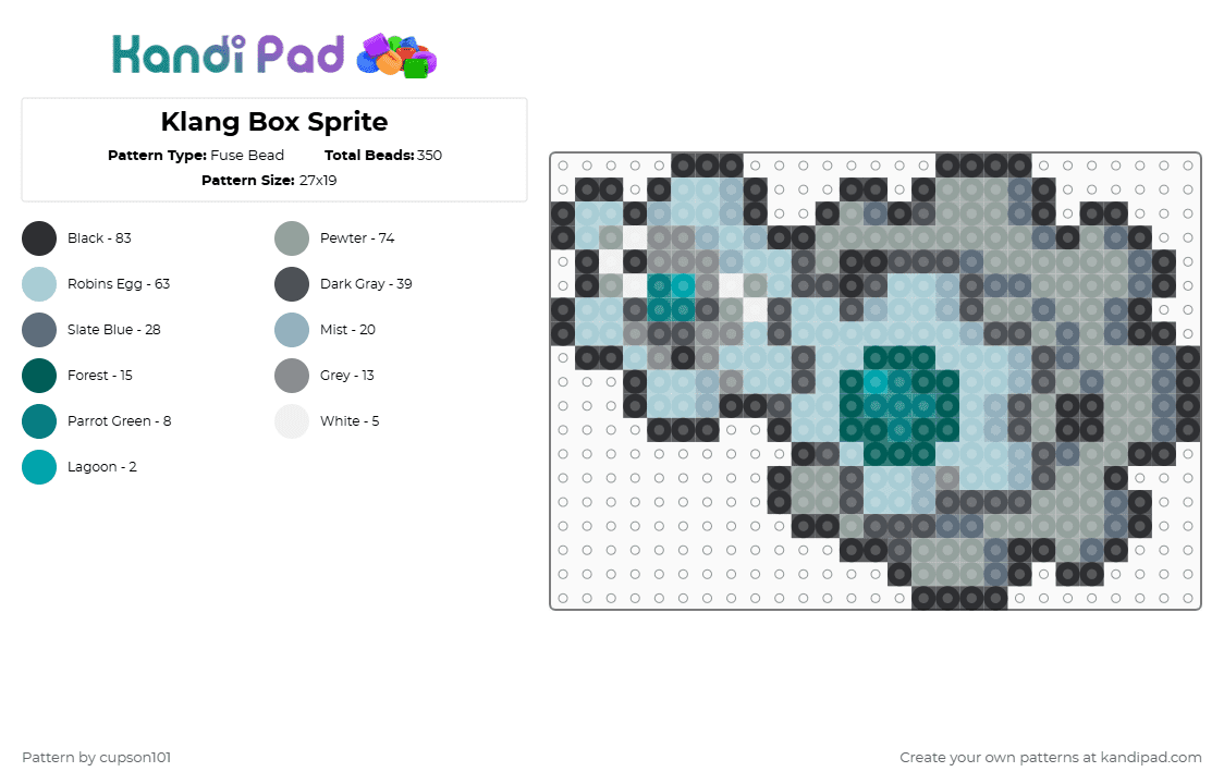 Klang Box Sprite - Fuse Bead Pattern by cupson101 on Kandi Pad - gray