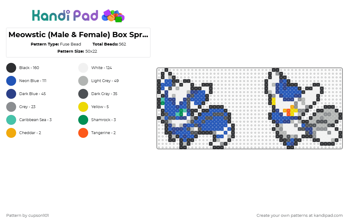 Meowstic (Male & Female) Box Sprites - Fuse Bead Pattern by cupson101 on Kandi Pad - gray,beige,blue