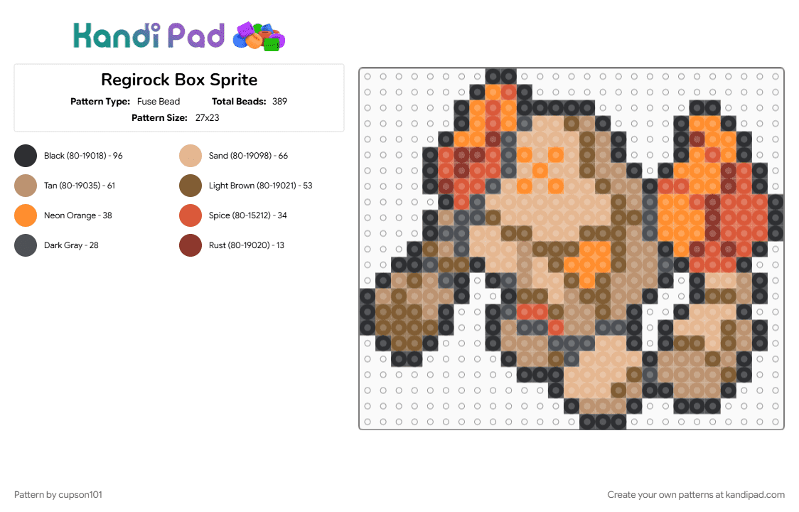 Regirock Box Sprite - Fuse Bead Pattern by cupson101 on Kandi Pad - beige