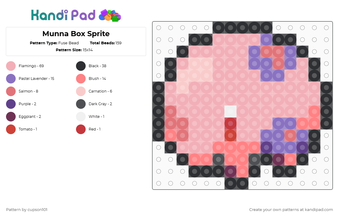 Munna Box Sprite - Fuse Bead Pattern by cupson101 on Kandi Pad - beige,red