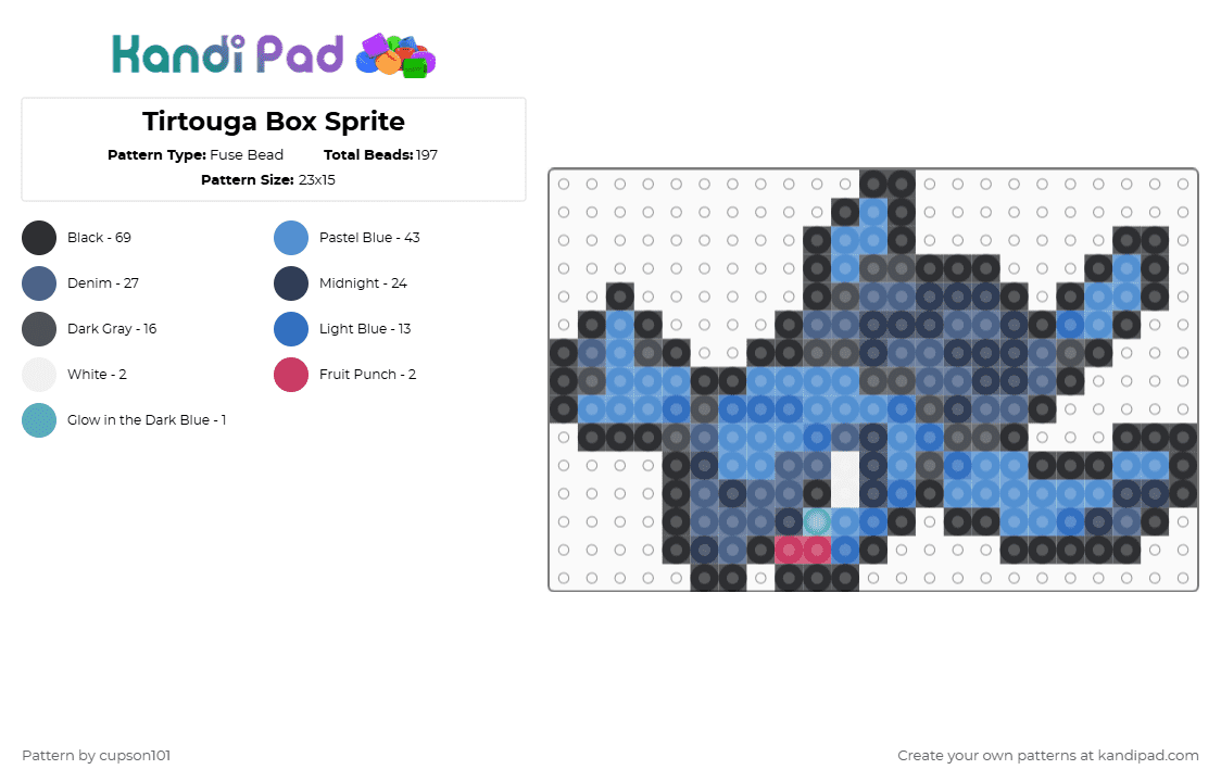 Tirtouga Box Sprite - Fuse Bead Pattern by cupson101 on Kandi Pad - light blue,blue,purple