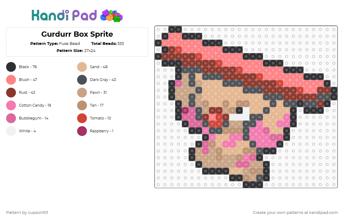 Gurdurr Box Sprite - Fuse Bead Pattern by cupson101 on Kandi Pad - red,beige