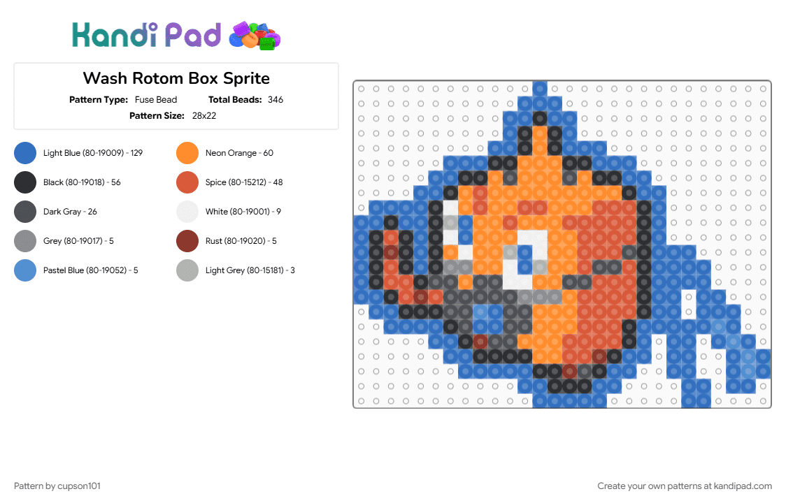 Wash Rotom Box Sprite - Fuse Bead Pattern by cupson101 on Kandi Pad - blue, orange, red