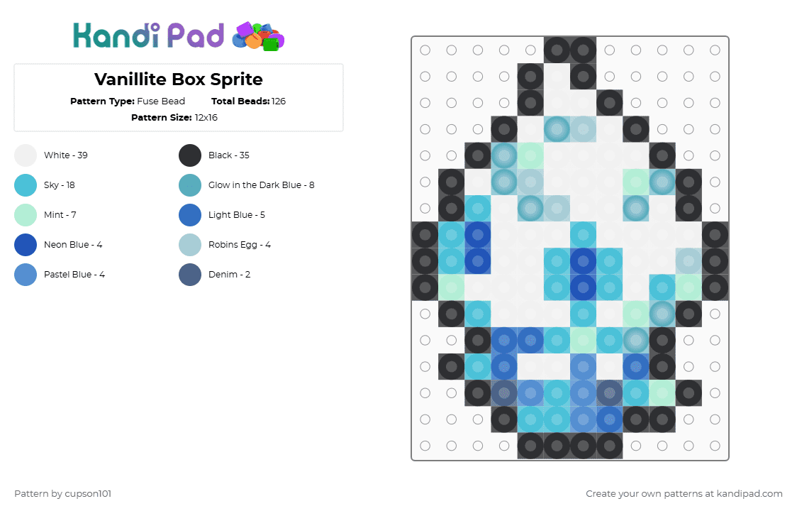Vanillite Box Sprite - Fuse Bead Pattern by cupson101 on Kandi Pad - light blue