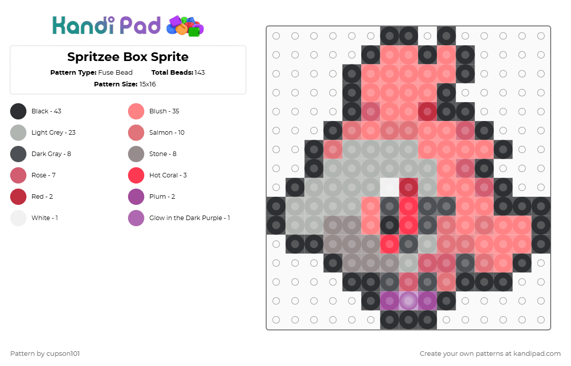 Spritzee Box Sprite Fuse Bead Pattern - Kandi Pad | Kandi Patterns ...