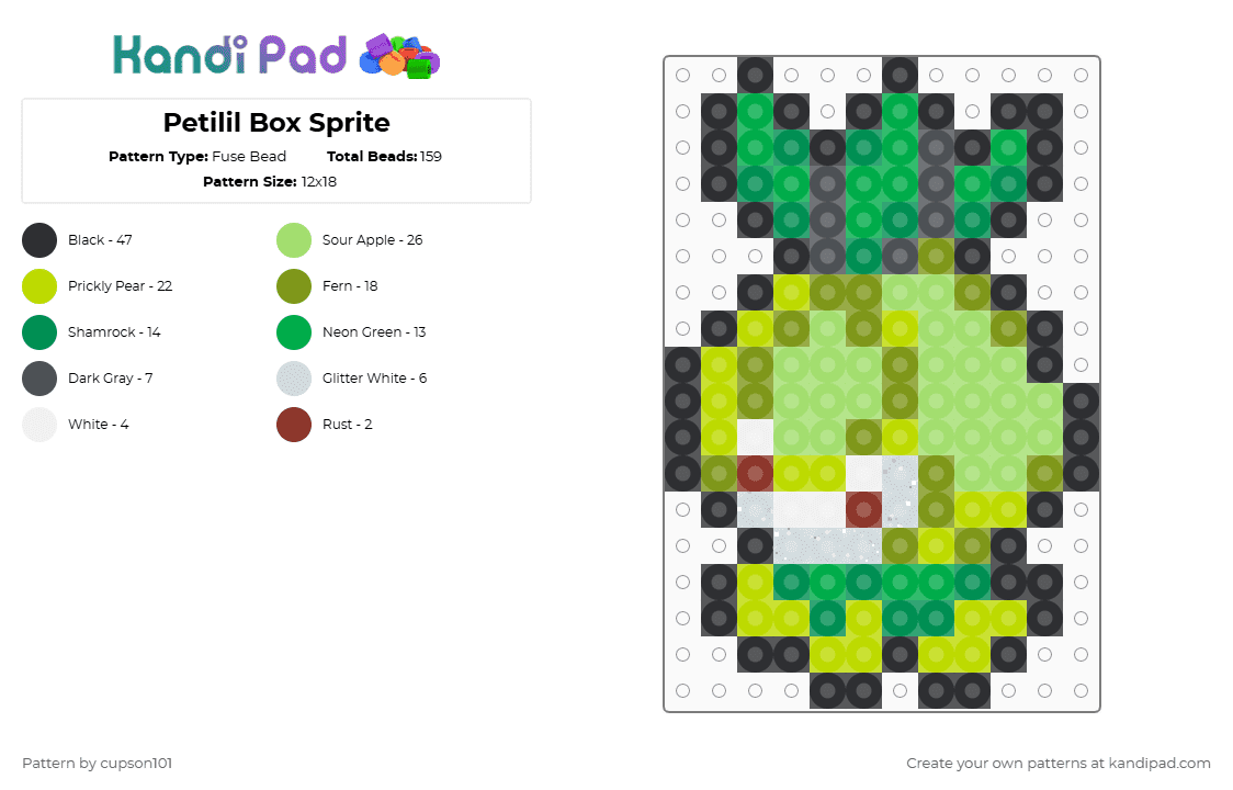 Petilil Box Sprite - Fuse Bead Pattern by cupson101 on Kandi Pad - green