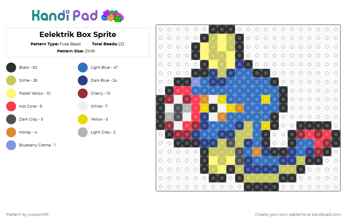 Eelektrik Box Sprite - Fuse Bead Pattern by cupson101 on Kandi Pad - red,blue,green