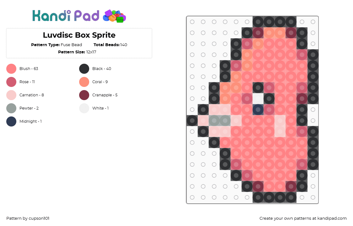 Luvdisc Box Sprite - Fuse Bead Pattern by cupson101 on Kandi Pad - red