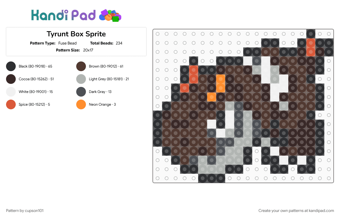 Tyrunt Box Sprite - Fuse Bead Pattern by cupson101 on Kandi Pad - brown