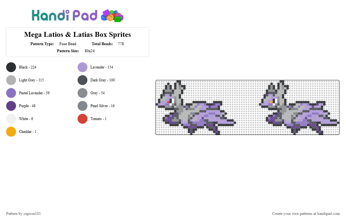Mega Latios & Latias Box Sprites - Fuse Bead Pattern by cupson101 on Kandi Pad - beige, gray, pink