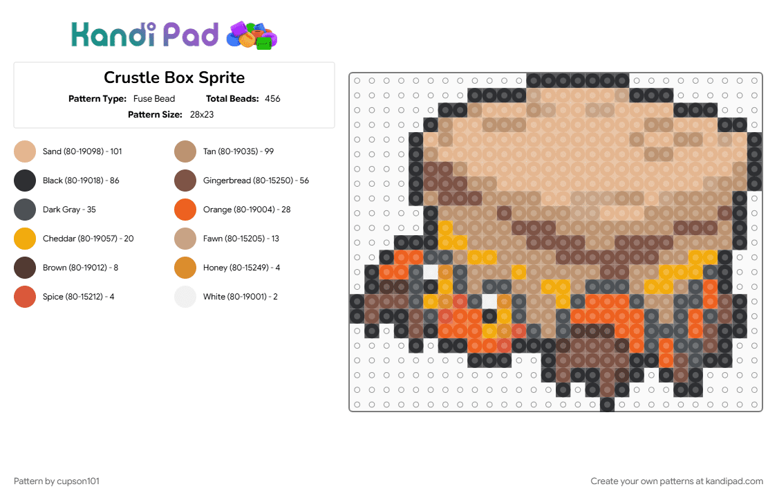 Crustle Box Sprite - Fuse Bead Pattern by cupson101 on Kandi Pad - beige, tan