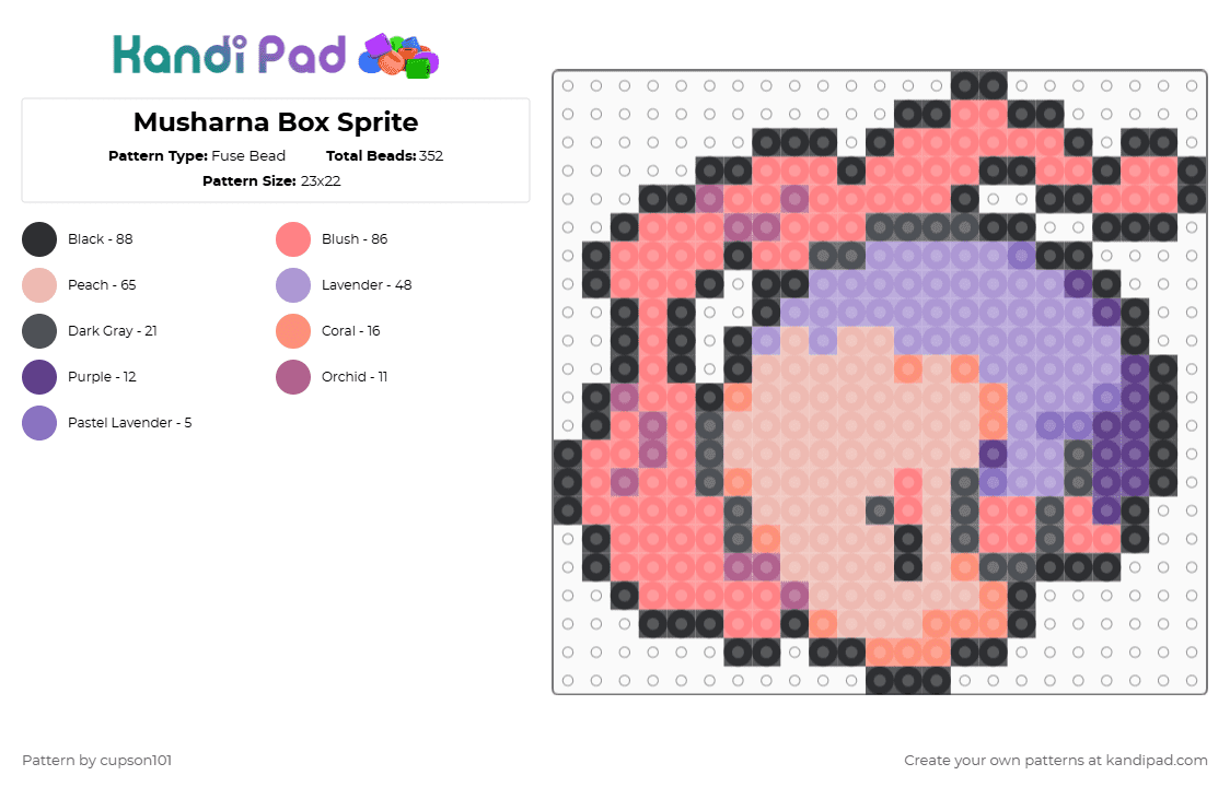 Musharna Box Sprite - Fuse Bead Pattern by cupson101 on Kandi Pad - 