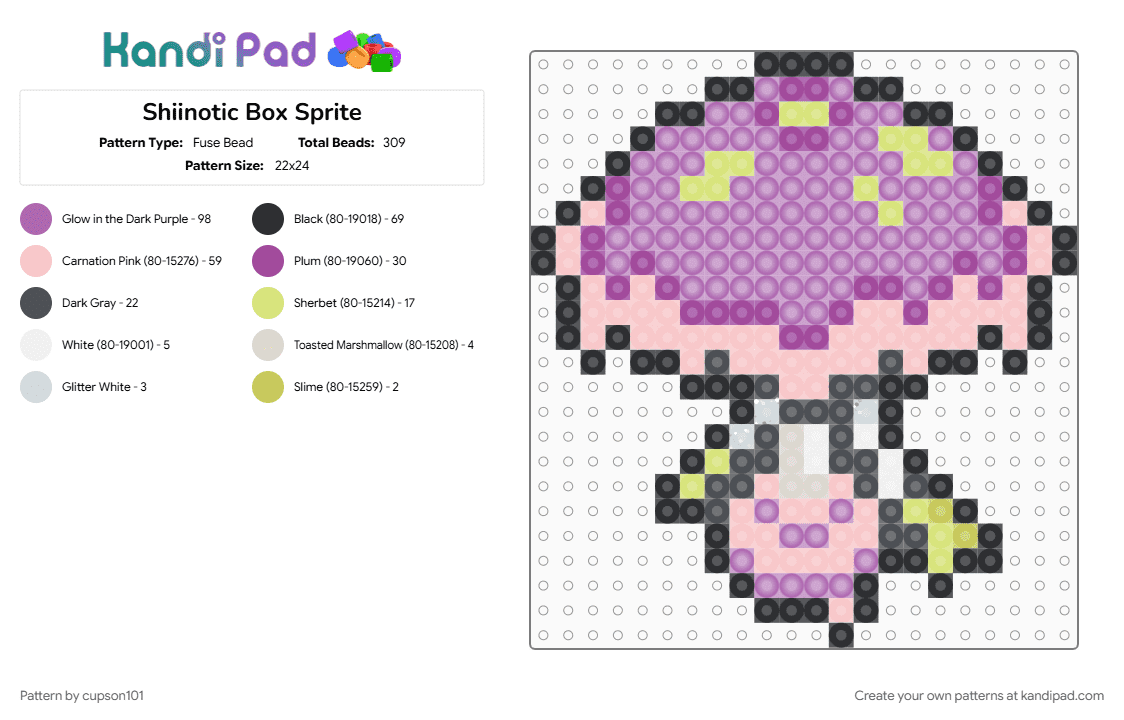 Shiinotic Box Sprite - Fuse Bead Pattern by cupson101 on Kandi Pad - beige, pink
