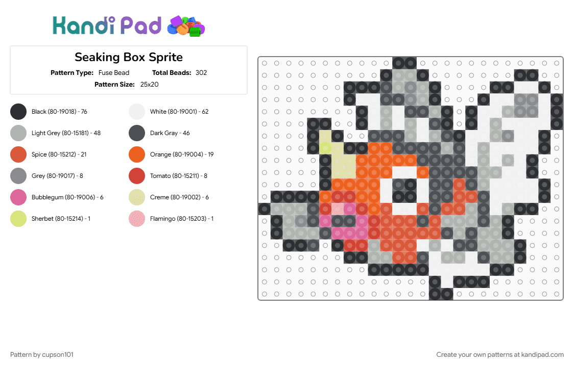 Seaking Box Sprite - Fuse Bead Pattern by cupson101 on Kandi Pad - beige, gray, pokemon, red, seaking