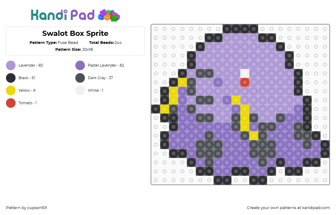 Swalot Box Sprite - Fuse Bead Pattern by cupson101 on Kandi Pad - gray,blue,pink