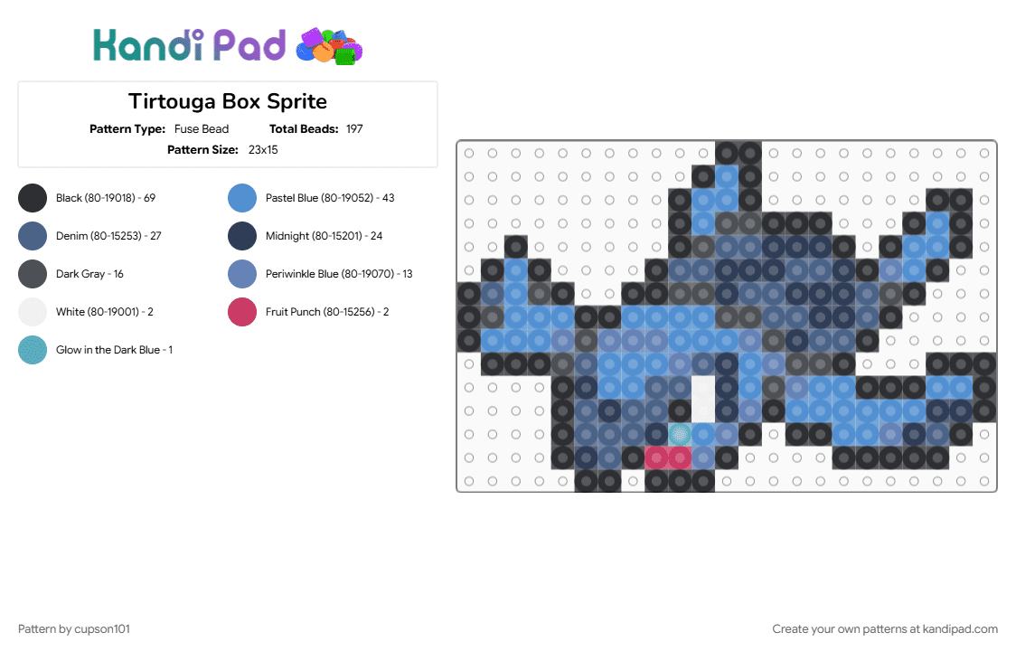 Tirtouga Box Sprite - Fuse Bead Pattern by cupson101 on Kandi Pad - blue, light blue, purple