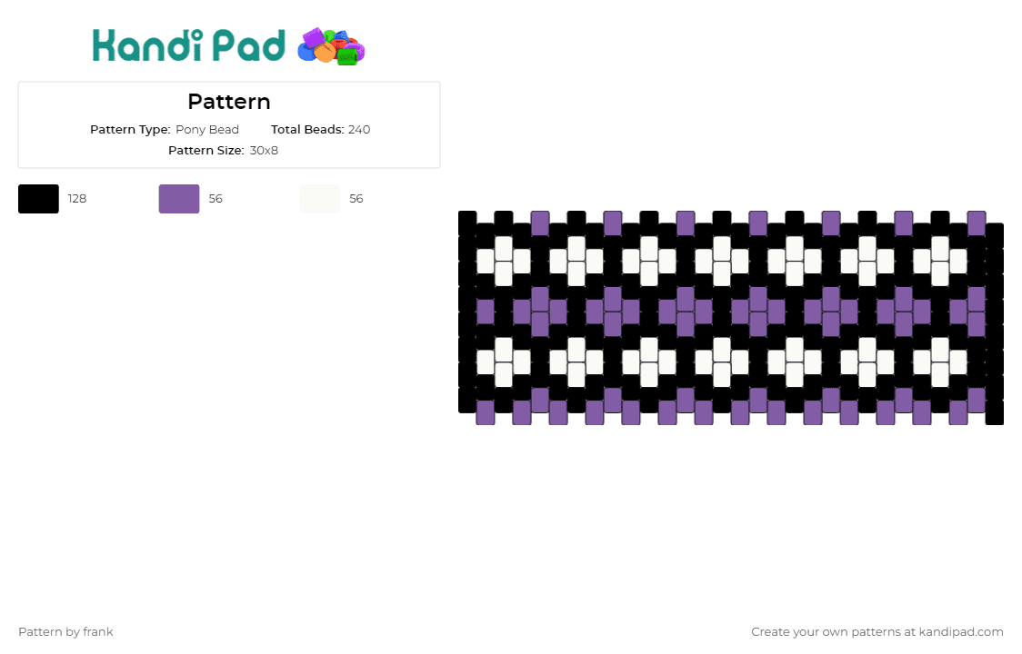 Pattern - Pony Bead Pattern by frank on Kandi Pad - cross,plus,geometric,cuff