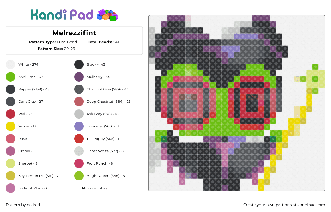 Melrezzifint - Fuse Bead Pattern by nallred on Kandi Pad - rezz,maleficent,mashup,hypnotic,dj,goggles,disney,music,character,green,red,black