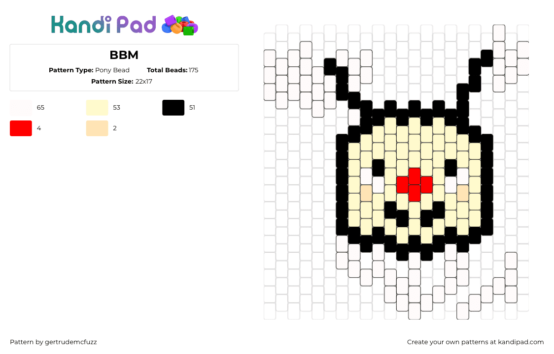 BBM - Pony Bead Pattern by gertrudemcfuzz on Kandi Pad - bee,face,cute