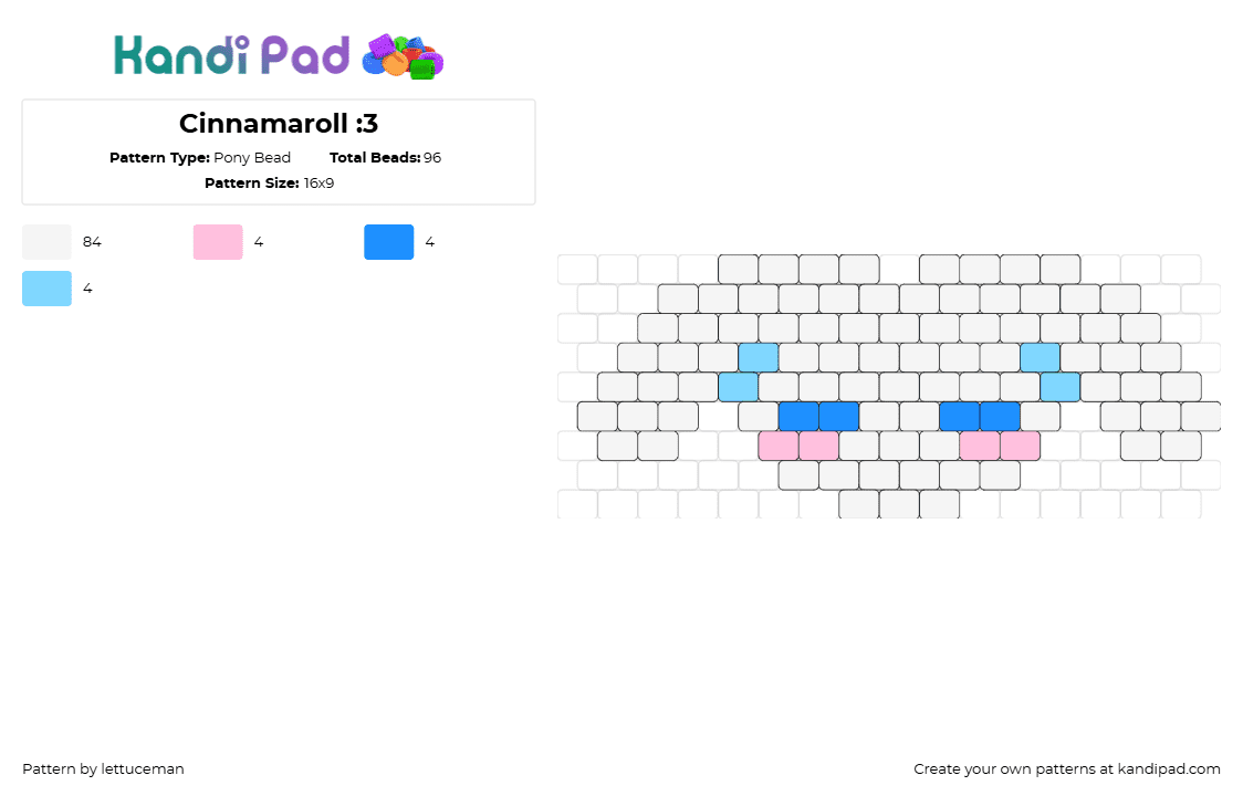 Cinnamaroll :3 - Pony Bead Pattern by lettuceman on Kandi Pad - cinnamoroll,sanrio,kawaii,character,white