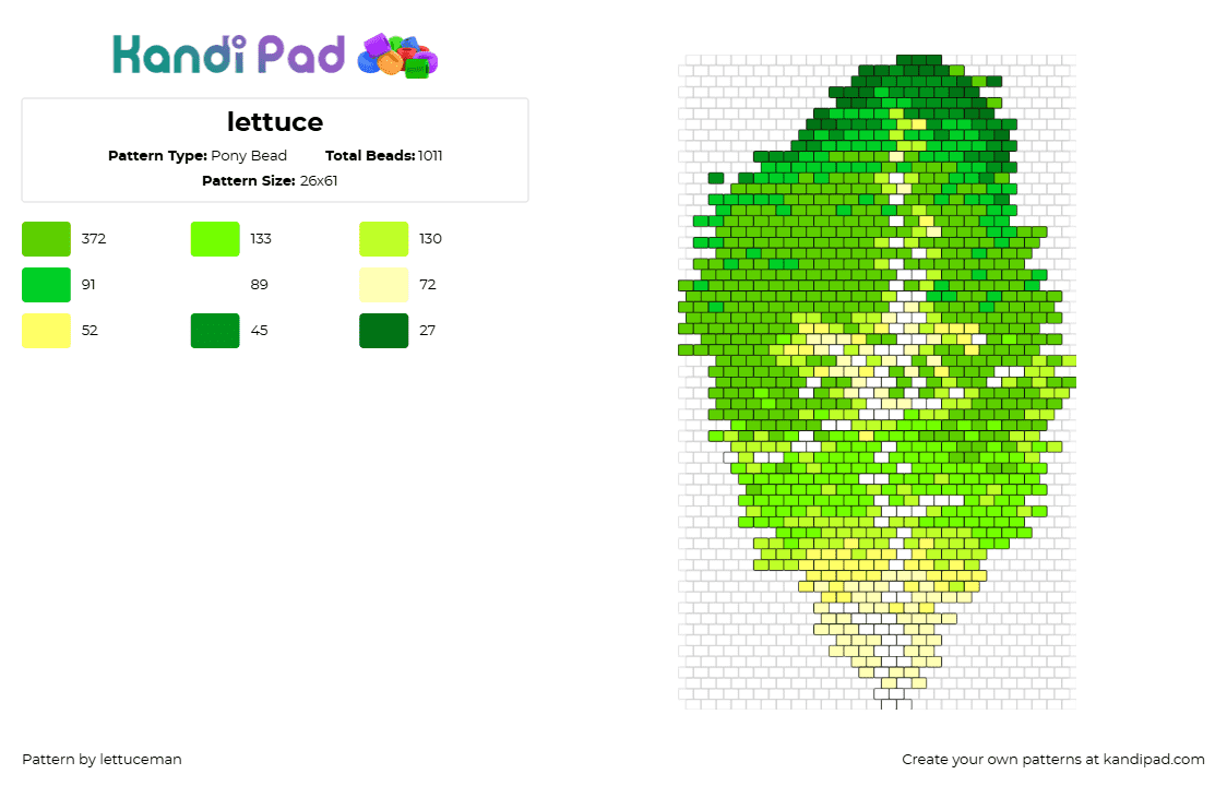 lettuce - Pony Bead Pattern by lettuceman on Kandi Pad - lettuce,vegetable,food,head,green