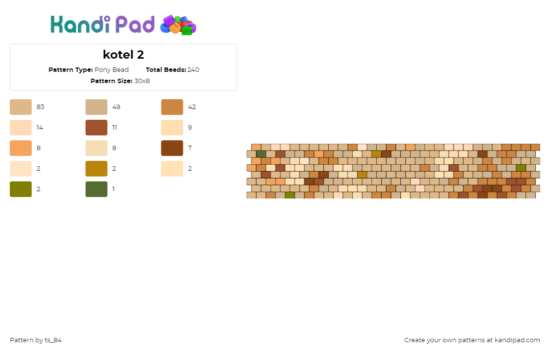 kotel 2 - Pony Bead Pattern by ts_84 on Kandi Pad - kotel,western wall,jerusalem,shrine,cuff,tan