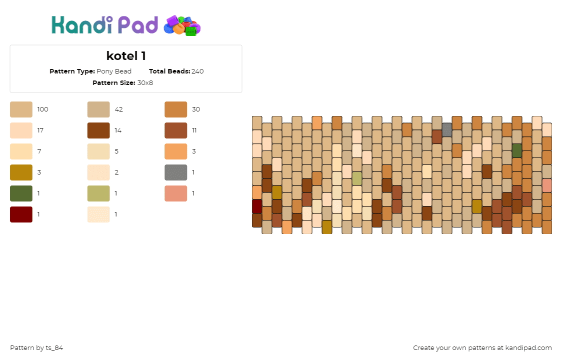 kotel 1 - Pony Bead Pattern by ts_84 on Kandi Pad - kotel,western wall,jerusalem,shrine,cuff,tan