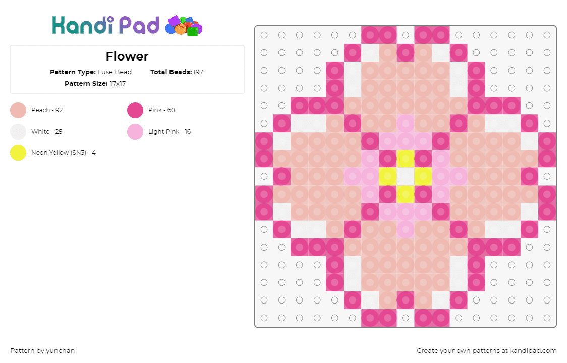 Flower - Fuse Bead Pattern by yunchan on Kandi Pad - flower,bloom,bright,garden,nature,pink