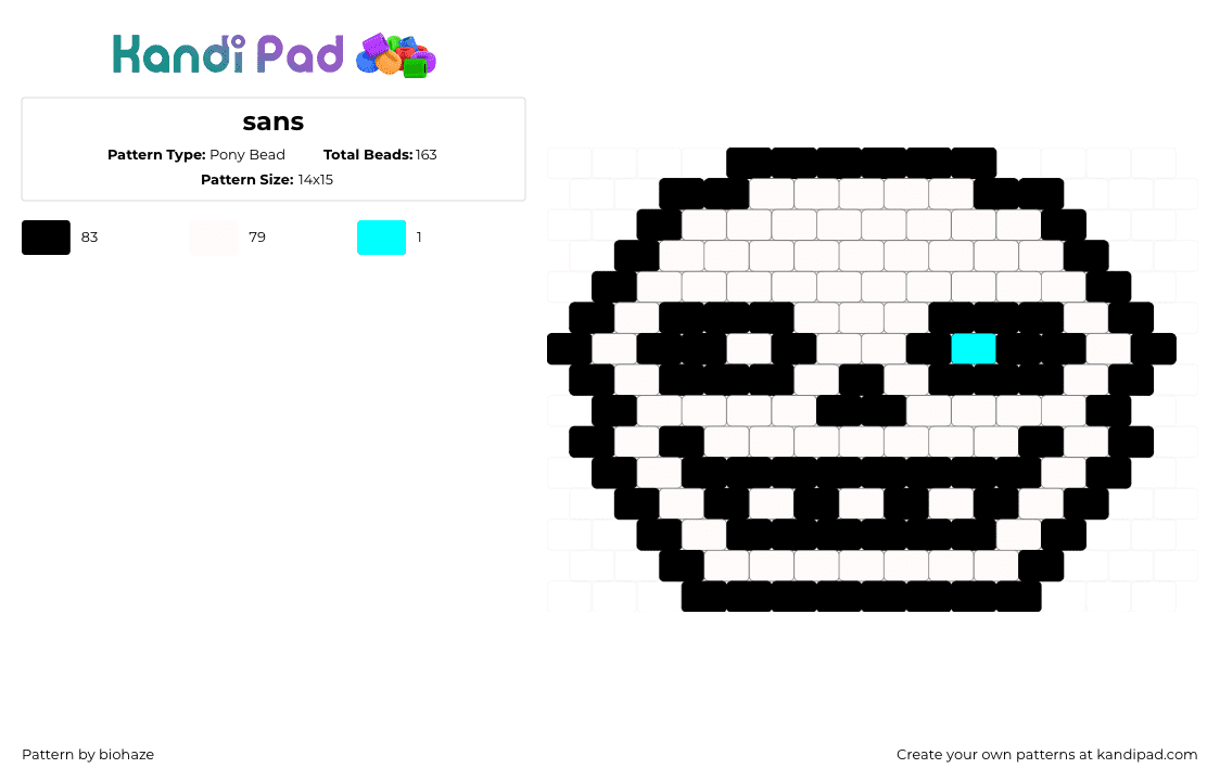 sans - Pony Bead Pattern by biohaze on Kandi Pad - white,undertale